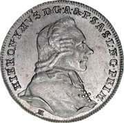 Austria 10 Kreuzer Hieronymus Salzburg 1784 M KM# 442 HIERONYMVS D G A & P S A S L N G PRIM coin obverse Austria 10 Kreuzer Hieronymus Salzburg 1784 M KM# 442 HIERONYMVS D G A & P S A S L N G PRIM coin obverse