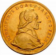 Austria 12 Ducat 1200th anniversary of the convent 1782 KM# 449 HIERONYVVS D G A & P S A S L N G PRIM coin obverse Austria 12 Ducat 1200th anniversary of the convent 1782 KM# 449 HIERONYVVS D G A & P S A S L N G PRIM coin obverse