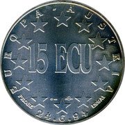 Austria 15 ECU (Wien) EUROPA∙AUSTRIA 15 ECU 24.6.94 coin obverse
