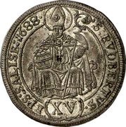 Austria 15 Kreuzer (Johann Ernst von Thun) KM# 250 ST RVDBERTVS (15) EPS SALISB 1688 coin reverse Austria 15 Kreuzer (Johann Ernst von Thun) KM# 250 ST RVDBERTVS (15) EPS SALISB 1688 coin reverse
