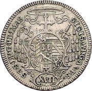 Austria 17 Kreuzer Sigismund von Schrattenbach 1754 KM# 377 S A S I N G PRIMAS SAGISM D G A P S XVII coin obverse Austria 17 Kreuzer Sigismund von Schrattenbach 1754 KM# 377 S A S I N G PRIMAS SAGISM D G A P S XVII coin obverse