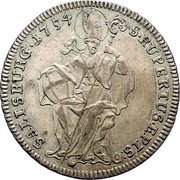 Austria 17 Kreuzer Sigismund von Schrattenbach 1754 KM# 377 SALISBURG 1754 S RUPERTUS EPIS coin reverse Austria 17 Kreuzer Sigismund von Schrattenbach 1754 KM# 377 SALISBURG 1754 S RUPERTUS EPIS coin reverse