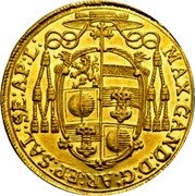 Austria 2 Ducat Maximilian Gandolph 1673 KM# 196 MAX GAND D G AR EP SAL SE AP L coin obverse Austria 2 Ducat Maximilian Gandolph 1673 KM# 196 MAX GAND D G AR EP SAL SE AP L coin obverse