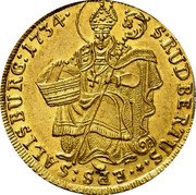 Austria 2 Ducat Leopold Anton 1734 KM# 337 1734 S RUDBERTUS EPS SALISBURG coin reverse Austria 2 Ducat Leopold Anton 1734 KM# 337 1734 S RUDBERTUS EPS SALISBURG coin reverse
