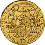 Austria 2 Ducat Andreas Jacob Graf Salzburg 1750 MK KM# 360 1750 SALISBURG S SED AP LEG GER PRI coin reverse Austria 2 Ducat Andreas Jacob Graf Salzburg 1750 MK KM# 360 1750 SALISBURG S SED AP LEG GER PRI coin reverse