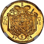 Austria 2 Ducat Sigismund von Schrattenbach 1768 KM# 412 17 63 2 coin reverse Austria 2 Ducat Sigismund von Schrattenbach 1768 KM# 412 17 63 2 coin reverse