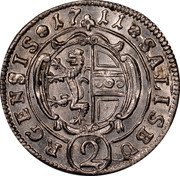 Austria 2 Kreuzer Franz Anton von Harrach 1711 KM# 290 SALISBV (2) RGENSIS coin reverse Austria 2 Kreuzer Franz Anton von Harrach 1711 KM# 290 SALISBV (2) RGENSIS coin reverse