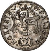 Austria 2 Kreuzer Leopold Anton von Firmian 1730 KM# 325 SALISBU (2) RGENSIS coin reverse Austria 2 Kreuzer Leopold Anton von Firmian 1730 KM# 325 SALISBU (2) RGENSIS coin reverse