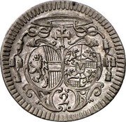 Austria 2 Kreuzer Jakob Ernst von Liechtenstein 1745 error date KM# 342 2 coin obverse Austria 2 Kreuzer Jakob Ernst von Liechtenstein 1745 error date KM# 342 2 coin obverse