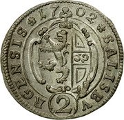 Austria 2 Kreuzer Johann Ernst von Thun 1702 KM# 280 *SALISBV (2) RGENSIS coin reverse Austria 2 Kreuzer Johann Ernst von Thun 1702 KM# 280 *SALISBV (2) RGENSIS coin reverse