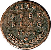Austria 2 Pfenning Hieronymus von Colloredo 1793 KM# 476.1 II PFEN NING 1793 coin reverse Austria 2 Pfenning Hieronymus von Colloredo 1793 KM# 476.1 II PFEN NING 1793 coin reverse