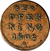 Austria 2 Pfenning Hieronymus von Colloredo 1802 KM# 481 2 PFEN NING 1802 coin reverse Austria 2 Pfenning Hieronymus von Colloredo 1802 KM# 481 2 PFEN NING 1802 coin reverse
