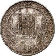 Austria 2 Thaler Consecration of St Rupert Cathedral of Salzburg 1628 KM# A111 ECCLES METROP SALISB DEDICATVR 25 SEPT APARIDE ARCHIE 1628 coin obverse Austria 2 Thaler Consecration of St Rupert Cathedral of Salzburg 1628 KM# A111 ECCLES METROP SALISB DEDICATVR 25 SEPT APARIDE ARCHIE 1628 coin obverse
