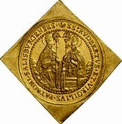 Austria 20 Ducat Max Gandolf von Kuenburg 1668 KM# 210 SS : RVDBERTVS • ET • VIRGILIVS • PATRONI • SALISBVRGENSES • coin reverse Austria 20 Ducat Max Gandolf von Kuenburg 1668 KM# 210 SS : RVDBERTVS • ET • VIRGILIVS • PATRONI • SALISBVRGENSES • coin reverse