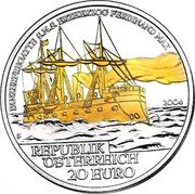 Austria 20 Euro (S. M. S. Erzherzog Ferdinand Max. Gilded) PANZERFREGATTE S.M.S. ERZHERZOG FERDINAND MAX 2004 REPUBLIK ÖSTERREICH 20 EURO coin obverse Austria 20 Euro (S. M. S. Erzherzog Ferdinand Max. Gilded) PANZERFREGATTE S.M.S. ERZHERZOG FERDINAND MAX 2004 REPUBLIK ÖSTERREICH 20 EURO coin obverse