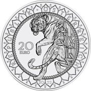 Austria 20 Euro The power of the tiger 2022 20 EURO REPUBLIK • ÖSTERREICH 20 21 coin obverse Austria 20 Euro The power of the tiger 2022 20 EURO REPUBLIK • ÖSTERREICH 20 21 coin obverse