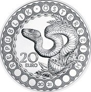 Austria 20 Euro The Serpent Creator 2021 20 EURO REPUBLIK • ÖSTERREICH 20 21 coin obverse Austria 20 Euro The Serpent Creator 2021 20 EURO REPUBLIK • ÖSTERREICH 20 21 coin obverse