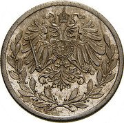 Austria 20 Heller (Franz Joseph I Trial Strike)  coin obverse Austria 20 Heller (Franz Joseph I Trial Strike)  coin obverse