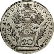 Austria 20 Kreuzer Maria Theresa 1765 KM# 12 ARCHID AUST DUX BURG CO TYR 1765 coin reverse Austria 20 Kreuzer Maria Theresa 1765 KM# 12 ARCHID AUST DUX BURG CO TYR 1765 coin reverse