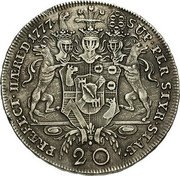 Austria 20 Kreuzer Joseph Nicolas 1777 KM# 10 SUP PER STYR STAB PRÆFECT HÆRED 20 coin reverse