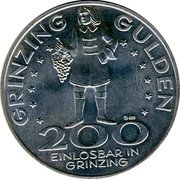 Austria 200 Schilling (Cogwheel Railroad) X# Tn5 GRINZING GULDEN 200 EINLOSBAR IN GRINZING coin obverse Austria 200 Schilling (Cogwheel Railroad) X# Tn5 GRINZING GULDEN 200 EINLOSBAR IN GRINZING coin obverse
