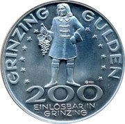 Austria 200 Schilling Hans Moser 1994 X# Tn12 EINLÖSBAR IN GRINZIG 200 GRINZING GULDEN coin obverse Austria 200 Schilling Hans Moser 1994 X# Tn12 EINLÖSBAR IN GRINZIG 200 GRINZING GULDEN coin obverse