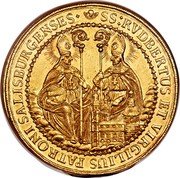 Austria 25 Ducat Franz Anton von Harrach 1709 KM# 304 SS:RVDBERTUS ET VIRGILIUS PATRONI SALISBURGENSES· coin reverse Austria 25 Ducat Franz Anton von Harrach 1709 KM# 304 SS:RVDBERTUS ET VIRGILIUS PATRONI SALISBURGENSES· coin reverse