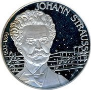 Austria 25 ECU Johann Staruss 1995 Proof X# 23 1825-1899 JOHANN STRAUSS coin obverse