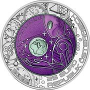 Austria 25 Euro (Extraterrestrial Life) N = R X FP X NE X FL X FI X FC X L 25 EURO 2022 REPUBLIK ÖSTERREICH coin obverse Austria 25 Euro (Extraterrestrial Life) N = R X FP X NE X FL X FI X FC X L 25 EURO 2022 REPUBLIK ÖSTERREICH coin obverse