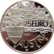 Austria 25 Euro The Kiss - G.Klimt 1997 X# 46 1997 25 EURO AUSTRIA coin obverse Austria 25 Euro The Kiss - G.Klimt 1997 X# 46 1997 25 EURO AUSTRIA coin obverse