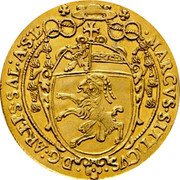 Austria 3 Ducat Markus Sittich 1617 KM# 45 MARCVS SITTICVS D G AREPS SAL A S L coin obverse Austria 3 Ducat Markus Sittich 1617 KM# 45 MARCVS SITTICVS D G AREPS SAL A S L coin obverse