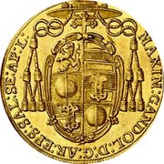 Austria 3 Ducat Maximilian Gandolph 1673 KM# 220 MAXIM GANDOL DG AR EPS SAL SE APL coin obverse Austria 3 Ducat Maximilian Gandolph 1673 KM# 220 MAXIM GANDOL DG AR EPS SAL SE APL coin obverse