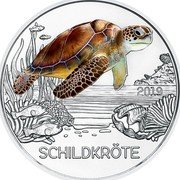Austria 3 Euro (Colourfull Creatures - Turtle) 2019 SCHILDKRÖTE coin obverse