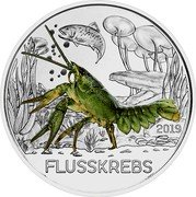 Austria 3 Euro (The Crayfish) 2019 FLUSSKREBS coin obverse