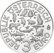 Austria 3 Euro (The Crayfish) REPUBLIK ÖSTERREICH 3 EURO coin reverse