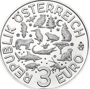 Austria 3 Euro (The Otter) REPUBLIK ÖSTERREICH 3 EURO coin obverse