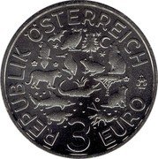 Austria 3 Euro (The Owl) REPUBLIK ÖSTERREICH 3 EURO coin obverse
