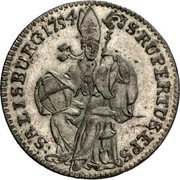 Austria 3 Kreuzer Sigismund von Schrattenbach 1754 KM# 375 SRUPERTUS EPS SALISBURG 1754 coin reverse Austria 3 Kreuzer Sigismund von Schrattenbach 1754 KM# 375 SRUPERTUS EPS SALISBURG 1754 coin reverse