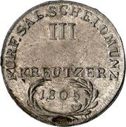 Austria 3 Kreuzer (Ferdinand III of Austria - Tuscany) KM# 483 KURF SAL SCHEIDMUNZ III KREUTZER 1805 coin reverse Austria 3 Kreuzer (Ferdinand III of Austria - Tuscany) KM# 483 KURF SAL SCHEIDMUNZ III KREUTZER 1805 coin reverse
