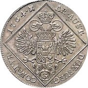 Austria 30 Kreuzer Maria Theresa 1764 KM# 13 AR AUST DUX BURG COM TYR 1764 coin reverse Austria 30 Kreuzer Maria Theresa 1764 KM# 13 AR AUST DUX BURG COM TYR 1764 coin reverse