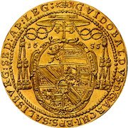 Austria 4 Ducat Guidobald 1655 KM# 176 16 55 GVIDOBALDVS D G ARCHI EPS SALISBVRG SED AP LEG coin obverse Austria 4 Ducat Guidobald 1655 KM# 176 16 55 GVIDOBALDVS D G ARCHI EPS SALISBVRG SED AP LEG coin obverse