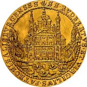 Austria 4 Ducat Guidobald 1655 KM# 176 SS RVDBERTVS ET VIRGILIVS PATRONI SALISBVRGENSES coin reverse Austria 4 Ducat Guidobald 1655 KM# 176 SS RVDBERTVS ET VIRGILIVS PATRONI SALISBVRGENSES coin reverse