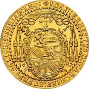 Austria 4 Ducat Johann Ernst 1687 KM# 258 16 87 IOAN ERNESTUS D G ARCHIEP ET PR PS SALISB S SED AP LEG coin obverse Austria 4 Ducat Johann Ernst 1687 KM# 258 16 87 IOAN ERNESTUS D G ARCHIEP ET PR PS SALISB S SED AP LEG coin obverse