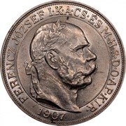 Austria 5 Corona (Franz Joseph I) KM# 489 FERENCZ JÓZSEF I.K.A.CS.ÉS M.H.S.D.O.AP.KIR 1907 coin obverse Austria 5 Corona (Franz Joseph I) KM# 489 FERENCZ JÓZSEF I.K.A.CS.ÉS M.H.S.D.O.AP.KIR 1907 coin obverse