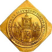 Austria 5 Ducat Paris von Lodron 1628 KM# 127 SS RVPERTVS ET VIRGILIUVS PATRONI TRANSFERVNTVR 24 SEPT coin reverse Austria 5 Ducat Paris von Lodron 1628 KM# 127 SS RVPERTVS ET VIRGILIUVS PATRONI TRANSFERVNTVR 24 SEPT coin reverse