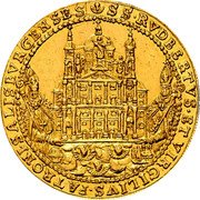 Austria 5 Ducat Guidobald 1655 KM# 177 SS RVDBERTVS ET VIRGILIVS PATRONI SALISBVRGENSES coin reverse Austria 5 Ducat Guidobald 1655 KM# 177 SS RVDBERTVS ET VIRGILIVS PATRONI SALISBVRGENSES coin reverse