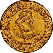 Austria 5 Ducat Paul Sixtus I 1620 Kunker Auction 160, 9-09,VF realized approx. $17,500 KM# A22 PAVLVS SIXTVS TR AVTHSON COMES coin obverse Austria 5 Ducat Paul Sixtus I 1620 Kunker Auction 160, 9-09,VF realized approx. $17,500 KM# A22 PAVLVS SIXTVS TR AVTHSON COMES coin obverse