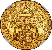 Austria 5 Ducat Max Gandolf von Kuenburg 1682 KM# 238 Á MAX : GAND : EX COMIT : DE KVENBVRG , ARCHIEP : & PR : SAL : SED : AP : LE : GER : PRIM : FVNDATORI AVCTORI CONSERVATORI DEO PRO GRATIA GRATIÆ FVNDATI ARCHIEPTVS SAL ISB : VNDECIMO SÆCVLO · 16 82 coin obverse Austria 5 Ducat Max Gandolf von Kuenburg 1682 KM# 238 Á MAX : GAND : EX COMIT : DE KVENBVRG , ARCHIEP : & PR : SAL : SED : AP : LE : GER : PRIM : FVNDATORI AVCTORI CONSERVATORI DEO PRO GRATIA GRATIÆ FVNDATI ARCHIEPTVS SAL ISB : VNDECIMO SÆCVLO · 16 82 coin obverse