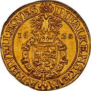 Austria 5 Ducat Paul Sixtus I 1620 Kunker Auction 160, 9-09,VF realized approx. $17,500 KM# A22 INFALKENSTEIN AVREI VELL EQVES 16 Z0 coin reverse Austria 5 Ducat Paul Sixtus I 1620 Kunker Auction 160, 9-09,VF realized approx. $17,500 KM# A22 INFALKENSTEIN AVREI VELL EQVES 16 Z0 coin reverse
