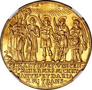 Austria 5 Ducat Max Gandolf von Kuenburg 1682 KM# 238 SS MARTIN9 EP : VINCEN-TI9 M : HERMES M : CHRY-SANTH9 ET DARIA M M : TRANS-LATI coin reverse Austria 5 Ducat Max Gandolf von Kuenburg 1682 KM# 238 SS MARTIN9 EP : VINCEN-TI9 M : HERMES M : CHRY-SANTH9 ET DARIA M M : TRANS-LATI coin reverse